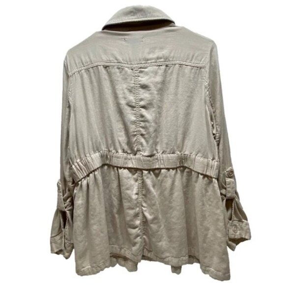 Torrid Utility Shacket Women's 00 Beige Tan Button Front Cinched Waist EUC - Picture 7 of 11